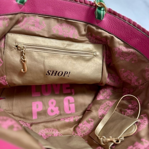 Y2K Juicy Couture Pink Tote with Green and Gold Chain Rare! - Picture 10 of 12